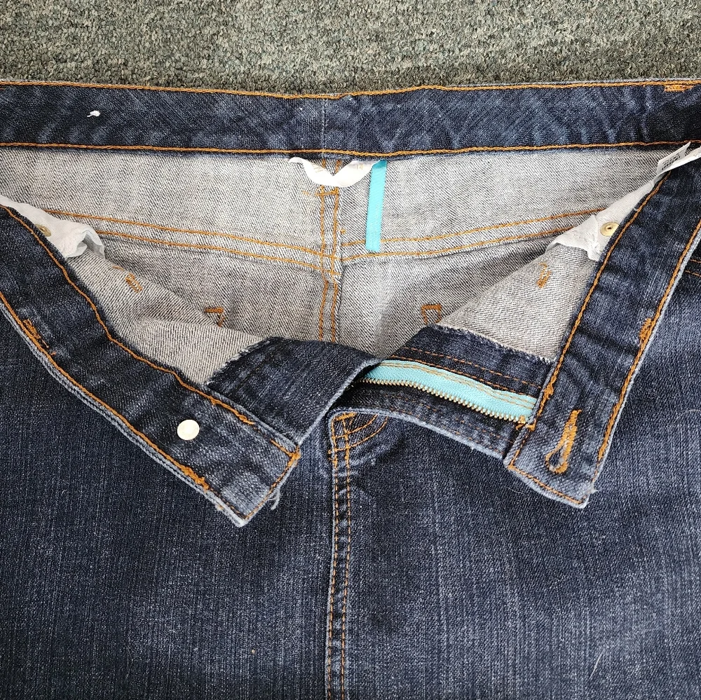 EleVen by Venus Williams Skirt Pocket Logo Graphic Denim Jean Plus Size 14